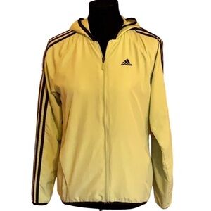 Adidas lime green hooded athletic / track jacket Size Small